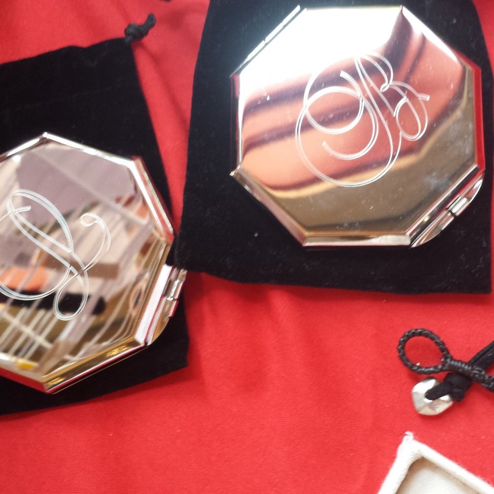 Silver Engraved Compact Mirror